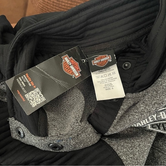 Harley-Davidson Sweatshirt Womens Size S Black Gray ¼ Snap Ribbed Greeley CO NWT - Picture 6 of 6